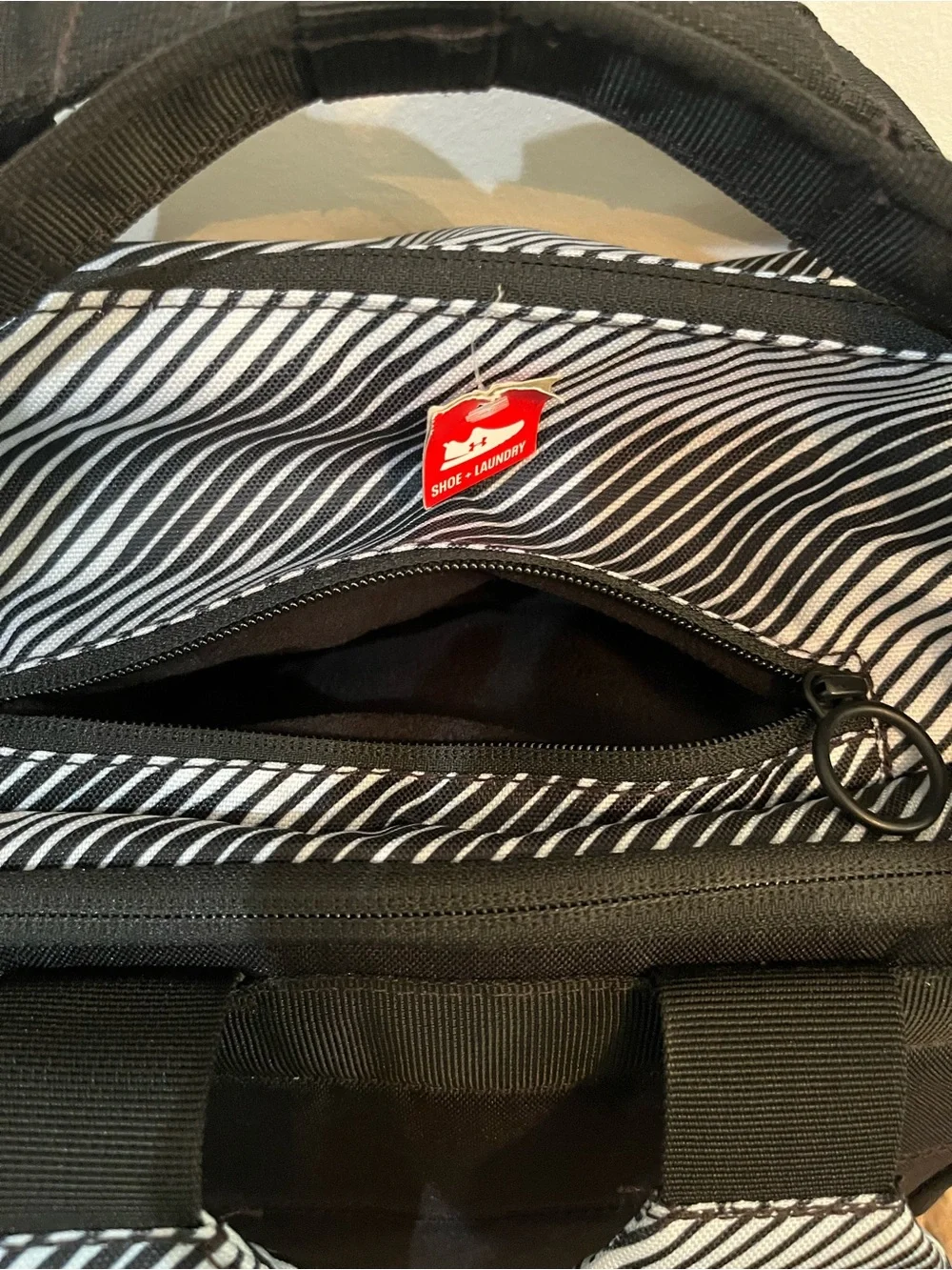 Under Armour Project Rock‎ Box Duffle Backpack Black White Stripe Unisex NWOT